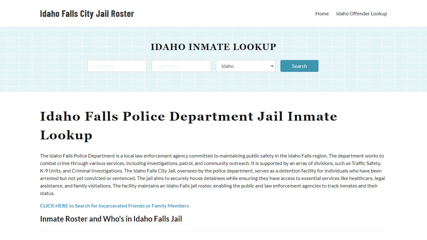 Idaho Falls Police Department & City Jail, ID Inmate Roster, Arrests ...