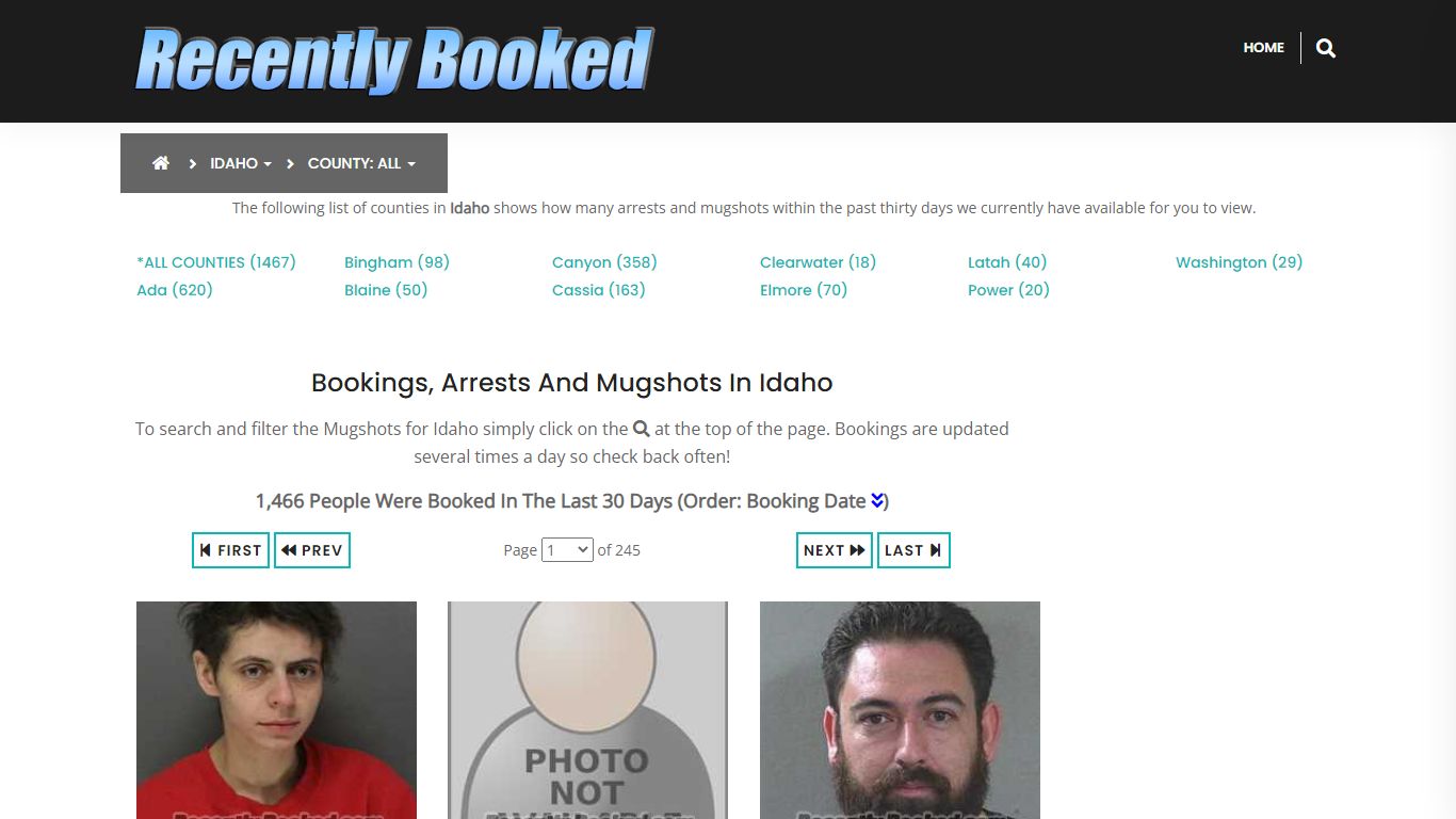 Recent bookings, Arrests, Mugshots in Idaho - Recently Booked